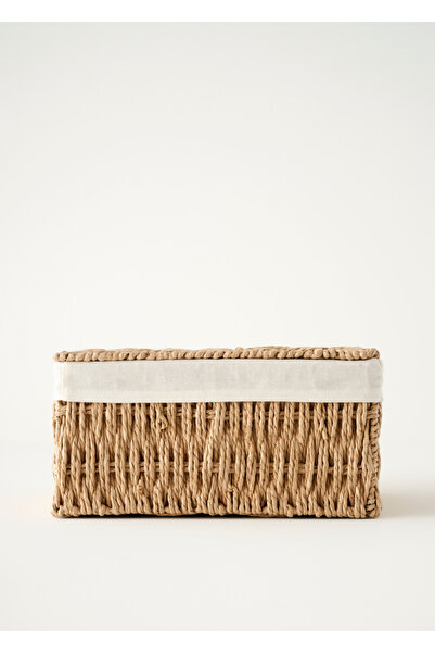 Bella Maison Talie Bezli Kapaklı Sepet Naturel (30x21x15 cm)