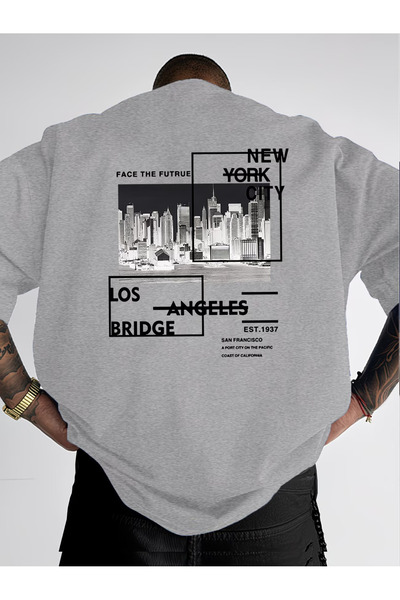 LAVİTTA Newyok Printed Oversize Cotton Crew Neck T-Shirt Tshirt