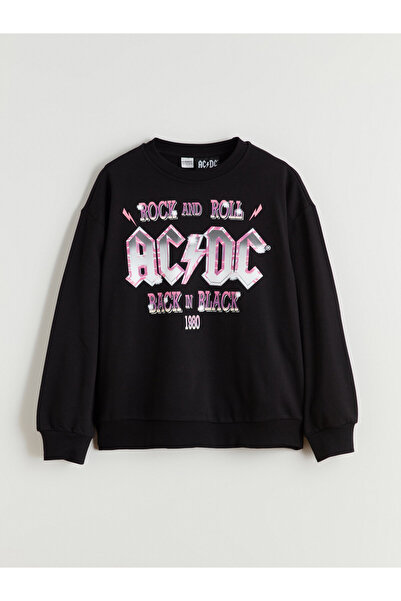 LC Waikiki Hanorac de fete cu guler rotund și imprimeu AC/DC