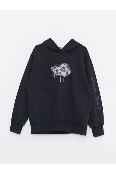 LC Waikiki Hooded Printed Long Sleeve Boys' Sweatshirt