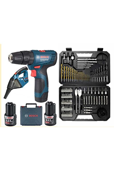 Bosch Gsb Darbeli 120 Li 2 Ah Çift Akülü Vidalama + Gas 12 Şarjlı Araç SÜPÜRG...