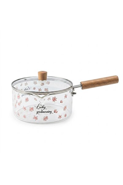 OEM Θερμοανθεκτική γυάλινη κατσαρόλα (βοροπυριτική) με καπάκι και ξύλινη λαβή...