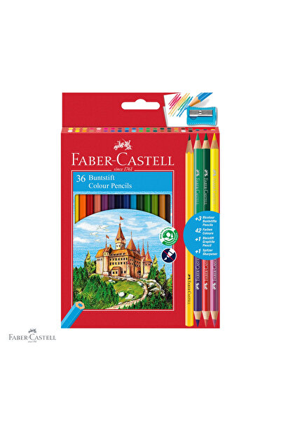 Faber Castell Set de creioane colorate Faber-Castell, 36 de culori + 3 bicolo...