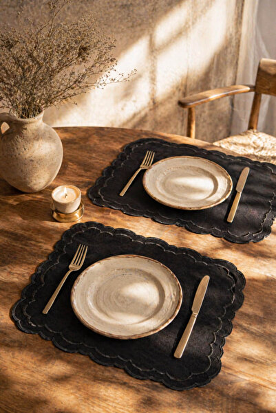 Anadolu Saray 2 ΤΕΜ. Μαύρο σερβιρίσματος αμερικάνικου τύπου 40x50 εκ. Τραπεζο...