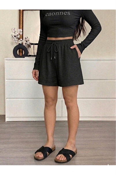 yx yustex sport Γυναικείο μαύρο σορτς oversize άνετης εφαρμογής, ψηλόμεσο, με...