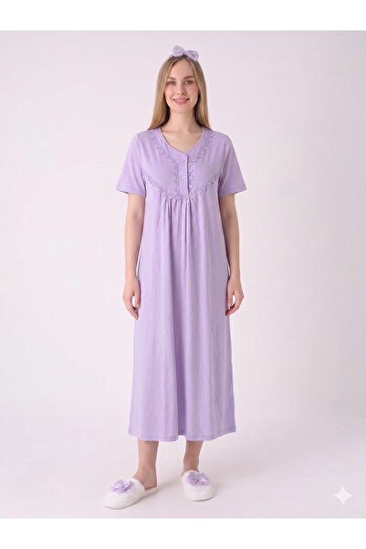 Alize Moda 100% βαμβακερό κοντομάνικο γυναικείο νυχτικό με γιακά με κουμπιά, ...