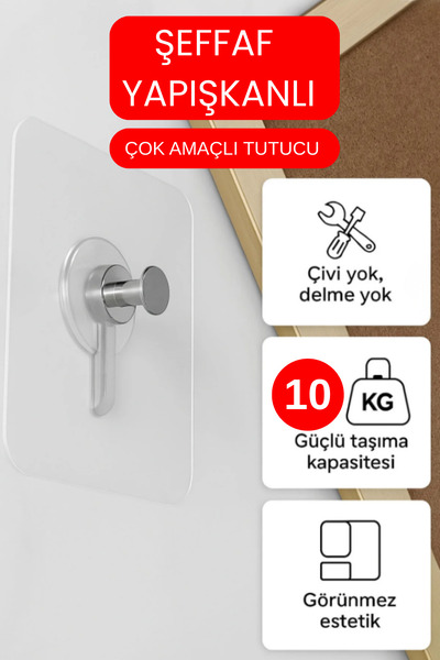 WAPPA 1 ADET Şeffaf Yapışkanlı Çok Amaçlı Tutucu, Güçlü Yapışkanlı Tutucu