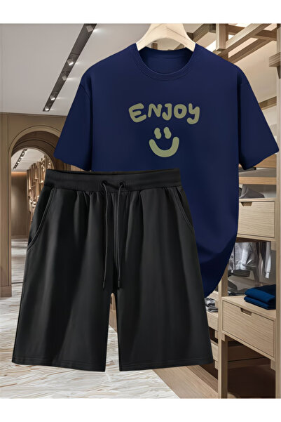 LAVİTTA Enjoy Shorts and Top Tracksuit Set Printed Oversize Crew Neck