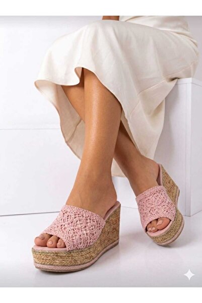 AYDOĞDU by ünal Πλεκτές παντόφλες σε ροζ απόχρωση σε σκόνη