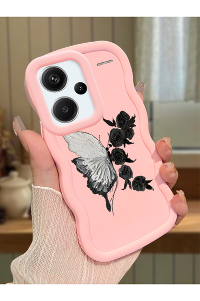 PATTERNOVA Xiaomi Redmi Note 13 Pro Plus+ 5G Uyumlu Kelebekli çiçekli, darbey...