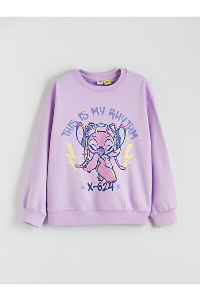 LC Waikiki Stitch Print Girls' Cozy Sweatshirt