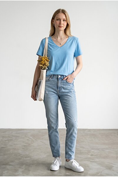 Altamira Γυναικείο μπλουζάκι Baby Blue με V λαιμόκοψη