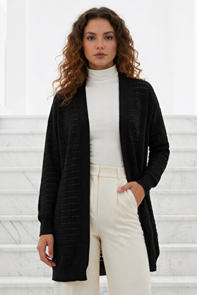 benguen Καλοκαιρινή Βαμβακερή Ζακέτα R7193 Μαύρη