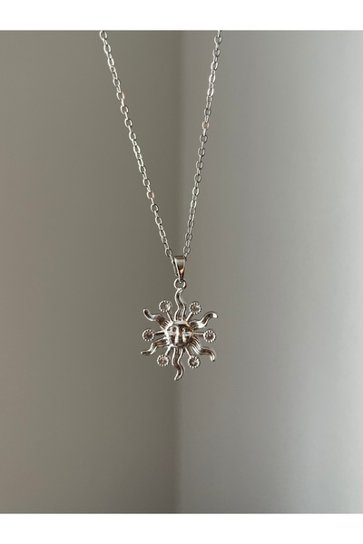 Rose and Light Medusa Güneş Model Silver Çelik Kolye