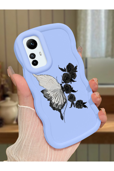 PATTERNOVA Xiaomi Redmi Note 12S Uyumlu Kelebekli çiçekli, darbeye dayanıklı ...