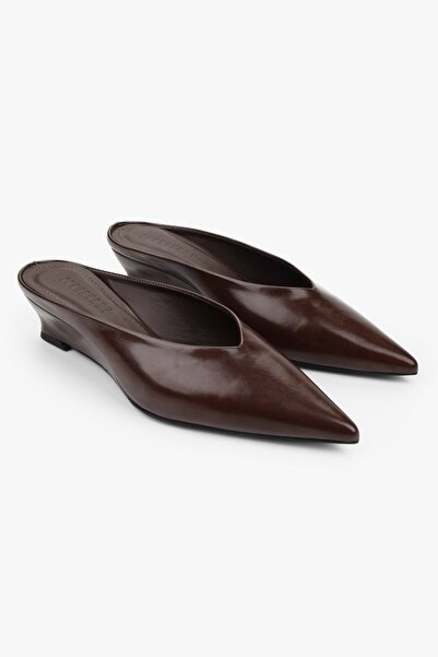 Shoeberry Γυναικείες παντόφλες στιλέτο με τακούνι σε καφέ χρώμα Alix