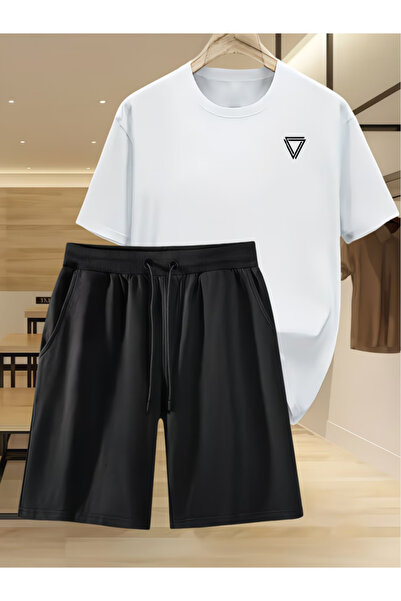 LAVİTTA Special Printed Shorts and Top Tracksuit Set Printed Oversize Crew Neck