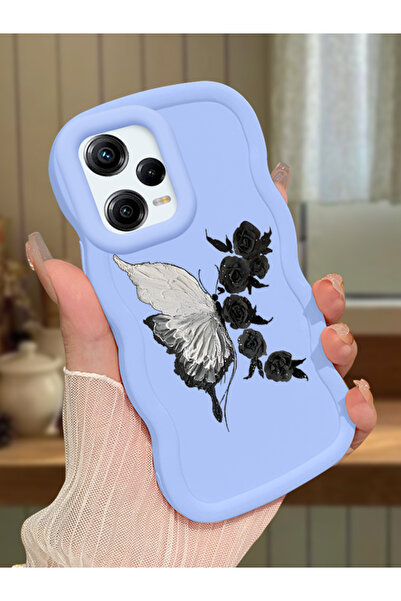 PATTERNOVA Xiaomi Redmi Note 12 Pro 5G Uyumlu Kelebekli çiçekli, darbeye daya...