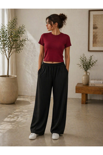 ZAVIXO Women's Crop 2-Piece Set 100% Cotton Comfortable Fit Trendy Look