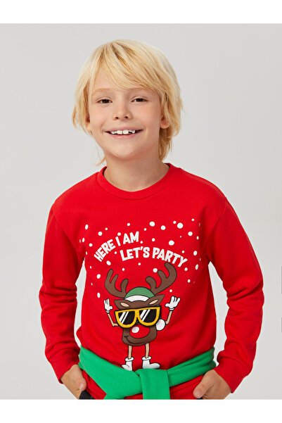 LC Waikiki Crew Neck New Year Themed Long Sleeve Boy Sweatshirt