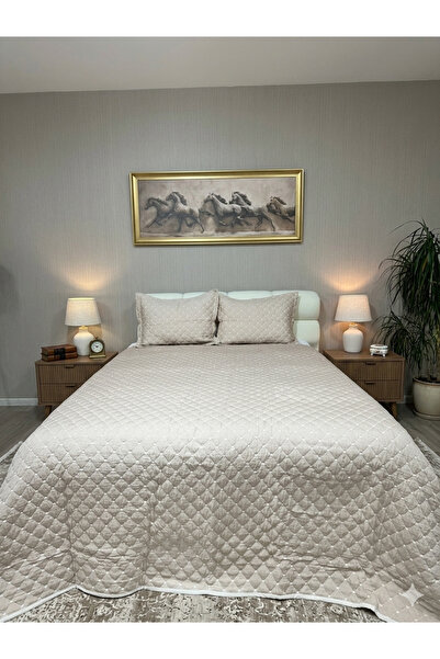 D'NISS HOME Καπιτονέ διπλής όψης 3 τεμαχίων διπλό κάλυμμα κρεβατιού ζακάρ