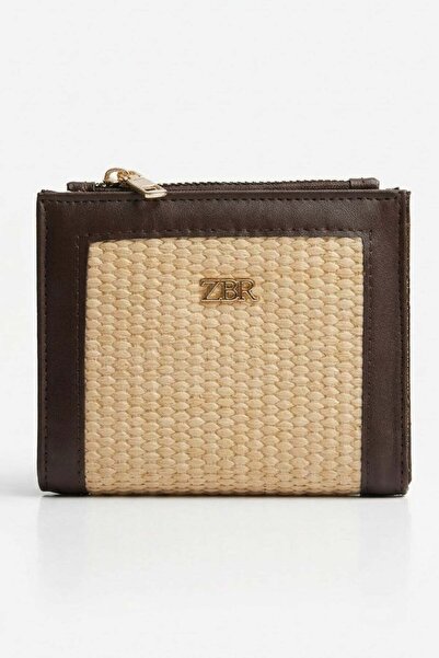 Madmext Καφέ Ψάθινο Γυναικείο Πορτοφόλι με Υφή και Μινιμαλιστικό Σχέδιο MG2842