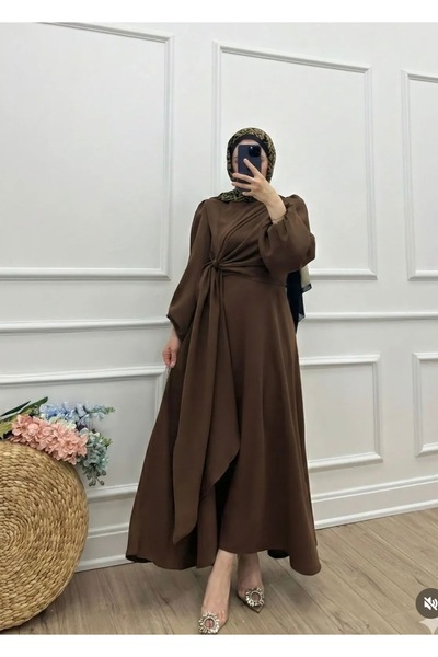diğer333 فستان كريب برباط جانبي