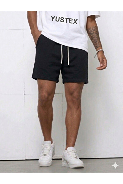 yx yustex sport Ανδρικό μαύρο σορτς Oversize Άνετη εφαρμογή Ψηλόμεσο σορτς με...