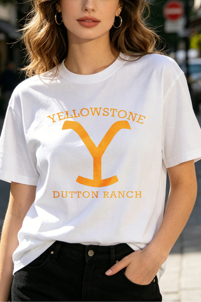 Fleck Womens T Shirts Yellowstone Dutton Ranch Logo Casual Style White Cotton...