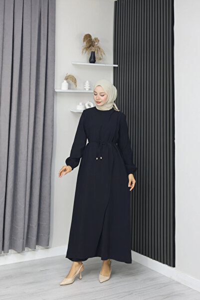 TATULA Long Dress with Brooch and Sash Detail