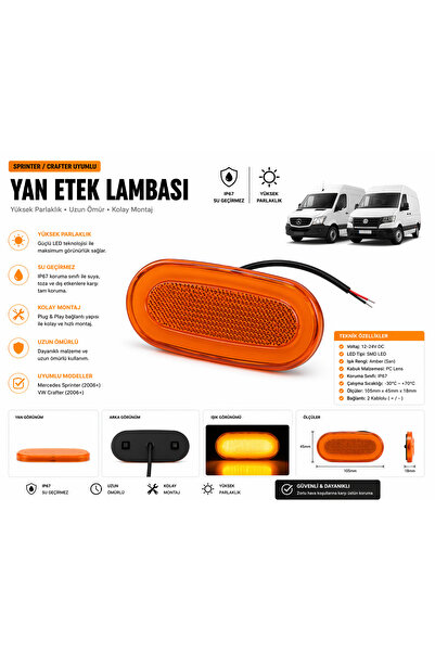 Mega Oto Market 12V LED Yan Etek Lambası Sarı Neon Araç Altı Aydınlatma 1 Ade...