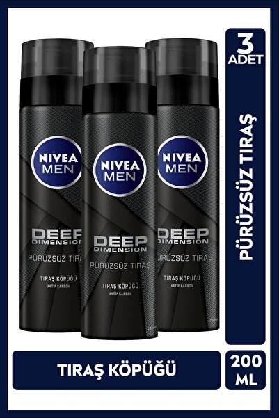 NIVEA Men Deep Dimension Tıraş Köpüğü 200 ml 3 Adet