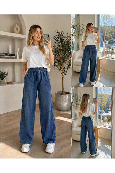 Butik Beli lastikli yumuşak İspanyol paça kot