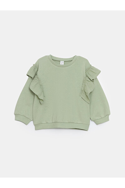 LC Waikiki Crew Neck Ruffled Girls' Sweatshirt
