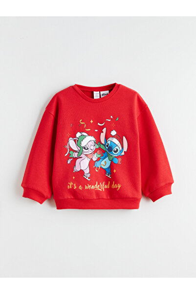 LC Waikiki Stitch and Angel Printed Girls' Sweatshirt
