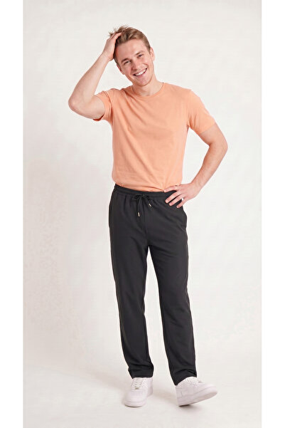 Erkek Siyah Baggy Oversize Bol Kesim Paraşüt Pantolon