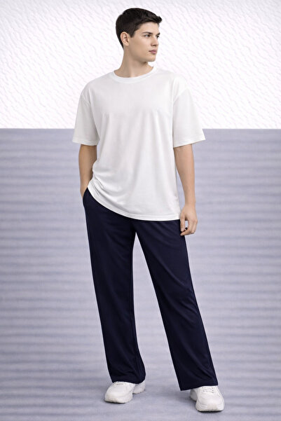 ZAVIXO -Erkek Oversize Basic 2-Piece Set 100% Cotton Comfortable Daily Combin...