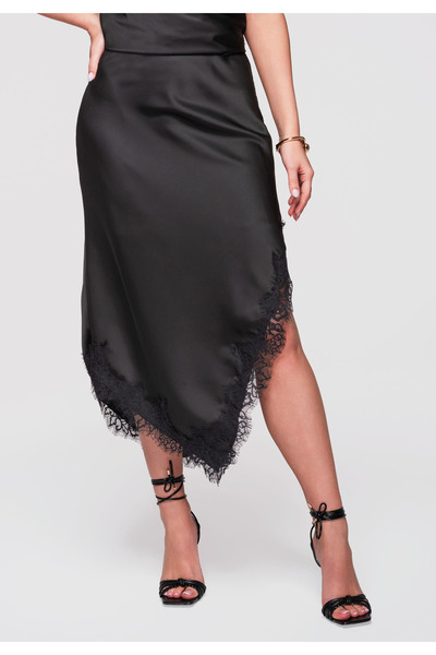 OMBRE Γυναικείο Φούστα Μίντι Ασύμμετρη OW-GL-E0003 Μαύρο