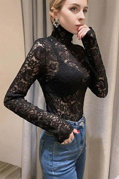 Karakedi Μαύρη μακρυμάνικη μπλούζα Y2K με λεπτομέρειες και Διαφανές κόψιμα, Δ...