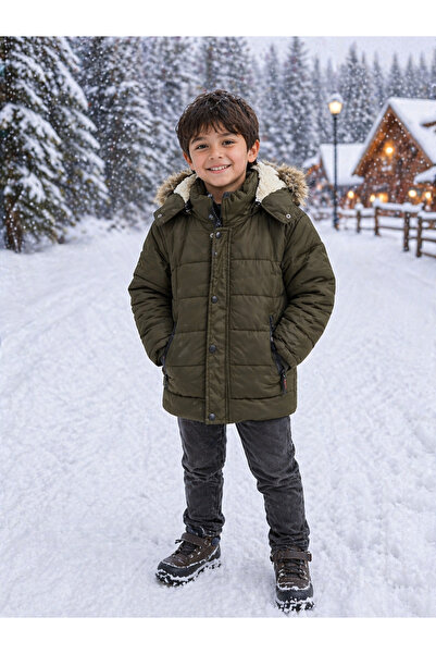 Trendline Αγορίστικο φουσκωτό παλτό με κουκούλα, με μάλλινη επένδυση εσωτερικ...