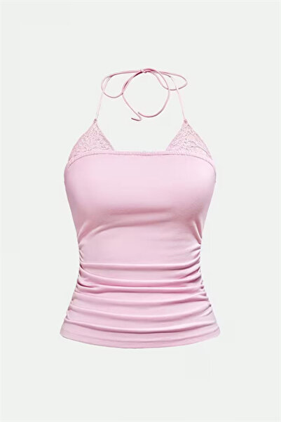 Karakedi Ροζ δαντελένιο τοπ με τιράντες Y2K