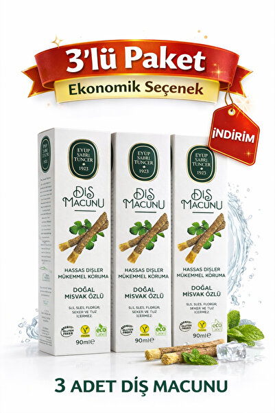 Eyüp Sabri Tuncer Diş Macunu Misvak Özlü 90 ml 3’lü Set