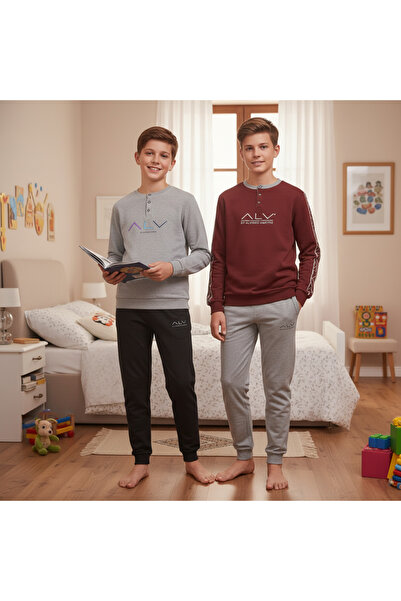 BONBON Young Men's Cotton 2 Pcs 2'Li Pajama Set Al009 V1, Al003 V1 Bb2462
