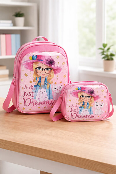 BBS Σετ ροζ σχολικής τσάντας και τσάντας φαγητού για κορίτσια Just My Dreams ...