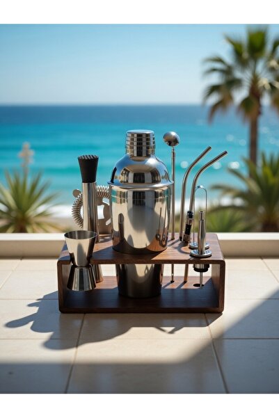 Bar Boss Professional Barware Profesyonel Kokteyl Hazırlama Seti - Koyu Ahşap...