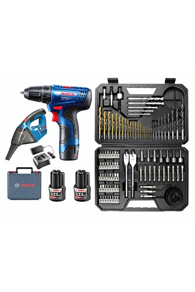 Bosch Gsr 120 Li 2 Ah Çift Akülü Vidalama + Gas 12 Şarjlı Araç SÜPÜRGESİ + V-...