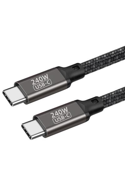 zore كابل بيانات أسود من نوع QG02 Type-C إلى Type-C PD3.1 بقوة 240 واط وسرعة ...