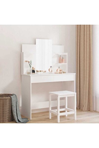 vidaxl Μπουντουάρ με Καθρέφτη Λευκό 96 x 39 x 142 εκ.