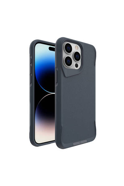 zore iPhone 15 Pro Compatible Brsa Aihttg Edged T-Max Matte Stand Case-Grey