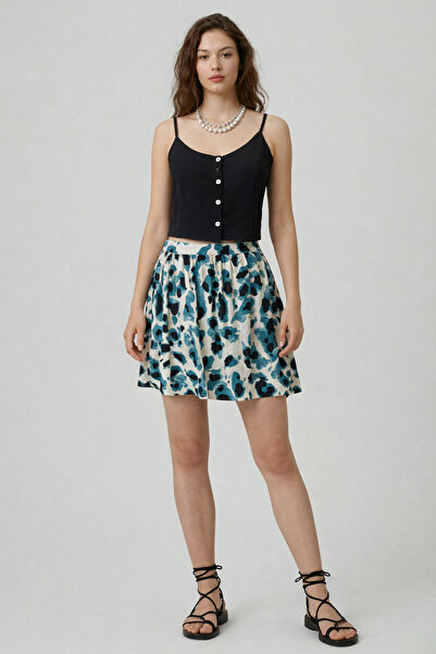 Clandestino Μπλούζα Crop με κορδόνια και κουμπιά, μονόχρωμη μαύρη